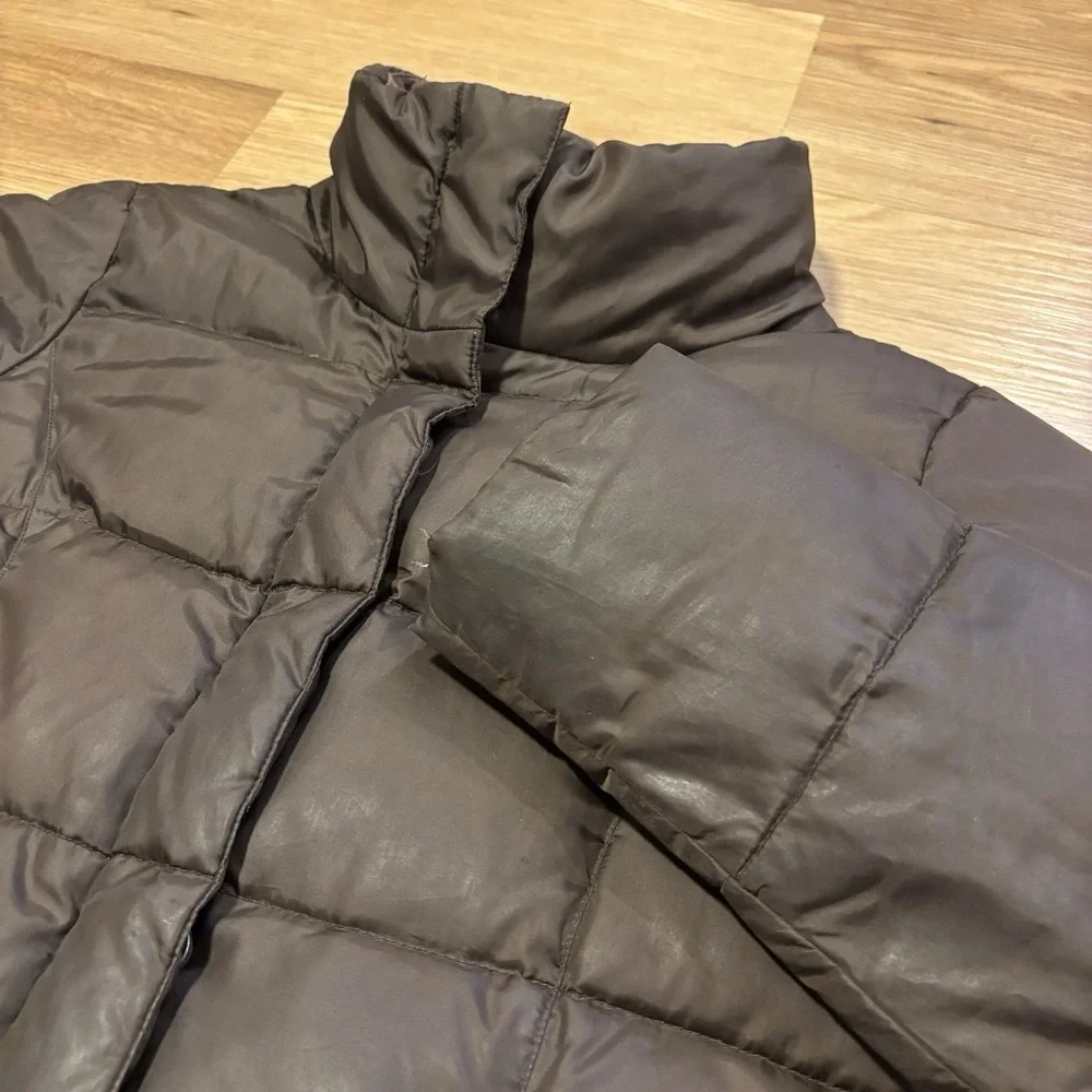 Vintage Eddie Bauer Premium Goose Down Puffer Jacket Womens XS Brown Quilted 90s